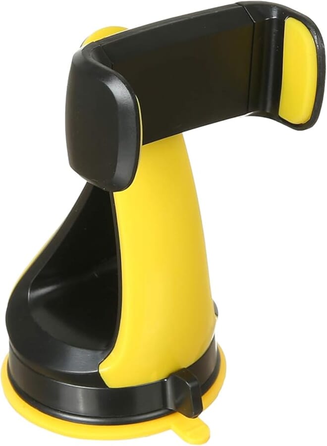 Car Phone Holder JS-038 2in1 for Dashboard/Windshield with 360° Rotation, Arms Height adjustable Stable fits all smartphones - Yellow